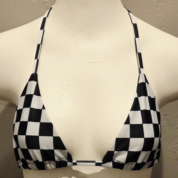 NWOT Buddhaful Designs Checkered Triangle Bikini Top - Picture 2 of 3